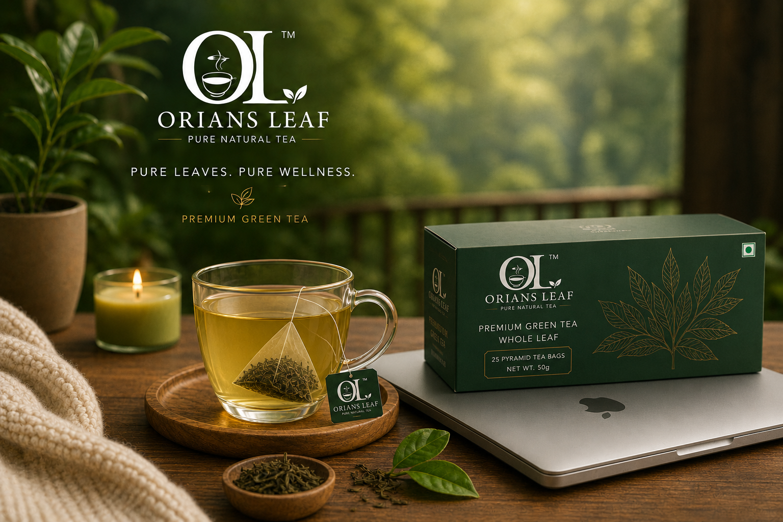 Orians Leaf pyramid tea bags campaign artwork